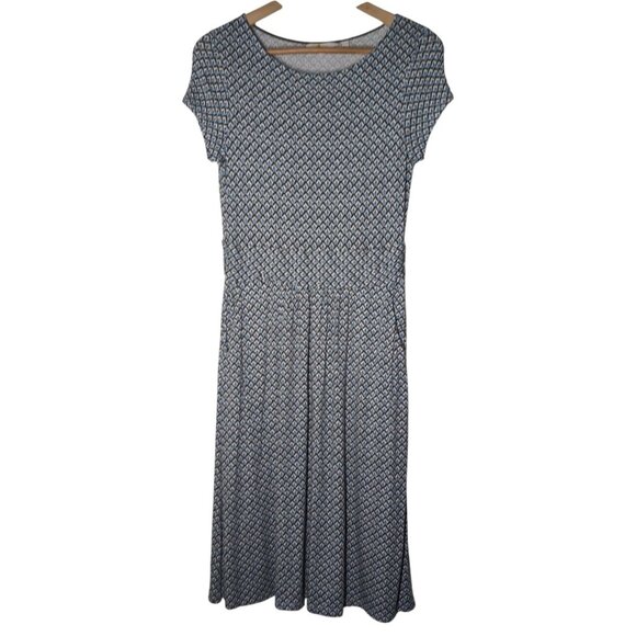 Boden Amelie Jersey Dress Womens UK 10R US 6R Blue Geometric Print Short Sleeve - Picture 1 of 6